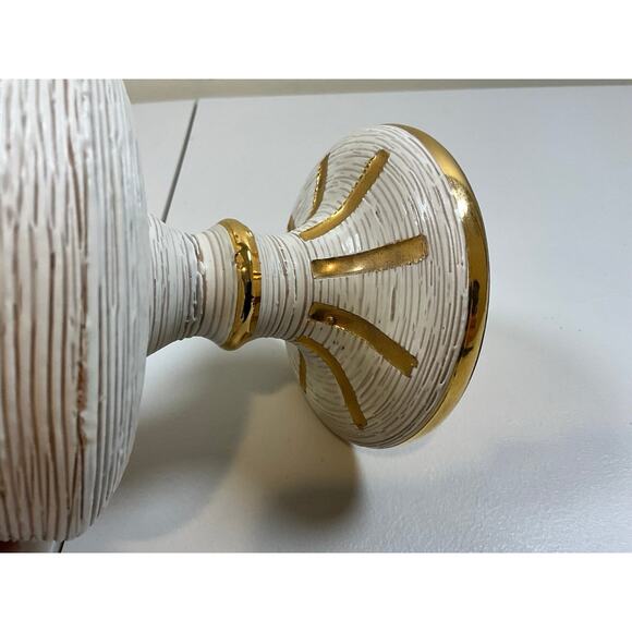 Vintage Fratelli Fanciullacci Sgraffito Italian Pottery White & Gold MCM - Picture 4 of 8